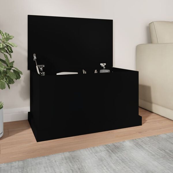 vidaXL Storage Box Black 70x40x38 cm Engineered Wood