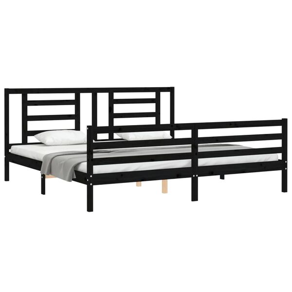 vidaXL Bed Frame without Mattress Black 200x200 cm Solid Wood