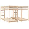 vidaXL Triple Bunk Bed Frame Natural 80 / 200 x 200 cm Solid Pine Wood