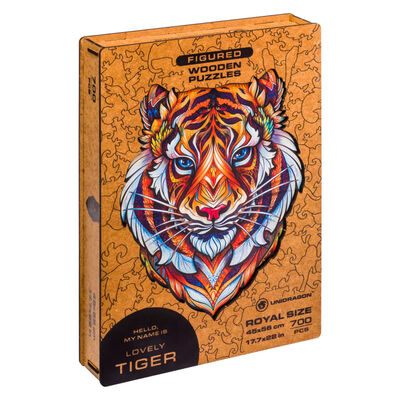 UNIDRAGON 700 Piece Wooden Jigsaw Puzzle Lovely Tiger Royal Size 45x56 cm