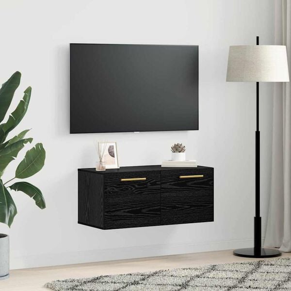 vidaXL Wall Cabinet Black oak 80 x 36.5 x 35 cm Engineered wood