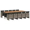 vidaXL 11 Piece Garden Dining Set with Cushions Grey Poly Rattan