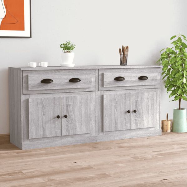 vidaXL Sideboards 2 pcs Grey Sonoma Engineered Wood
