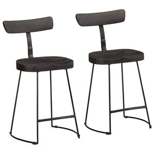 vidaXL Bar Stools 2 pcs Black 49x43x79 cm Solid Wood Mango