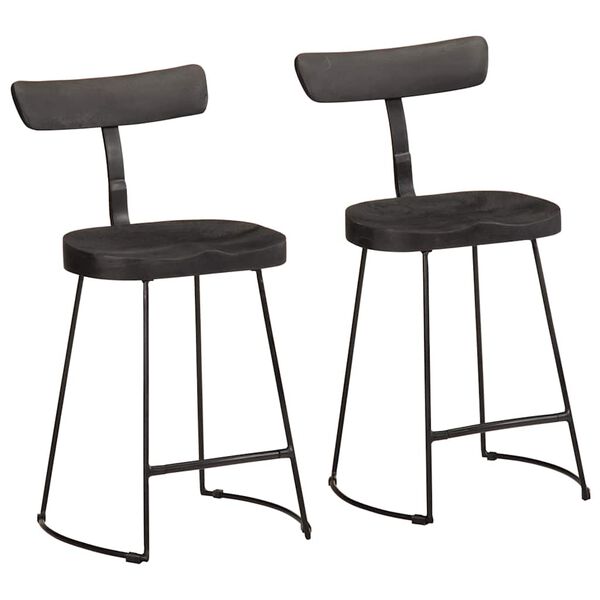 vidaXL Bar Stools 2 pcs Black 49x43x79 cm Solid Wood Mango