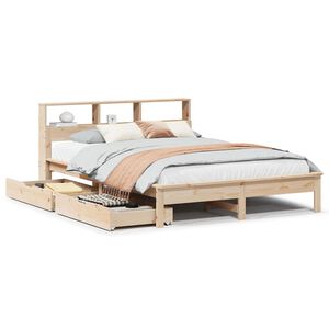 vidaXL Bookcase Bed without Mattress 120x190 cm Small Double Solid Wood Pine
