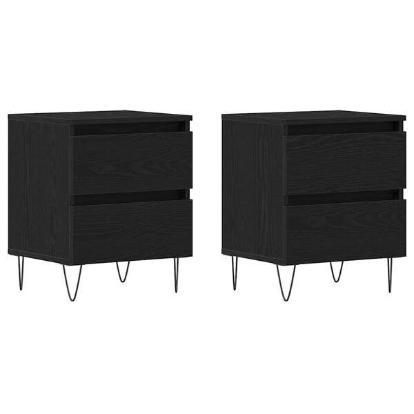 vidaXL Bedside Cabinet 2 pcs Black oak 40 x 35 x 50 cm Engineered wood