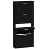 vidaXL Shoe Cabinet Black 59x17x150 cm Engineered Wood