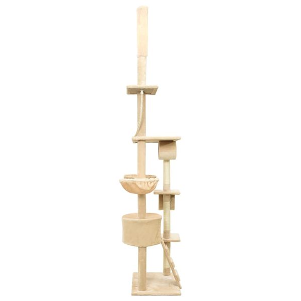 vidaXL Floor to Ceiling Cat Tree Beige 220-240 cm