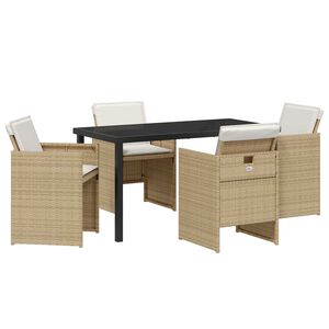 vidaXL Garden Dining Set 5 pcs Beige Poly Rattan