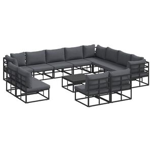 vidaXL Garden Sofa Set 13 pcs Black Aluminium