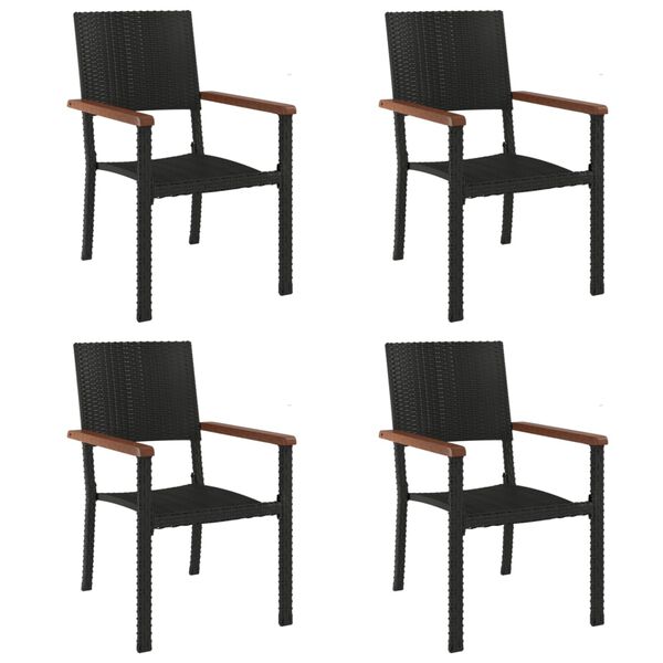 vidaXL 5 Piece Garden Dining Set Black Poly Rattan