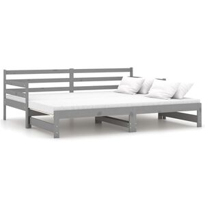 vidaXL Day Bed | Grey | Solid Pine wood | Two single beds