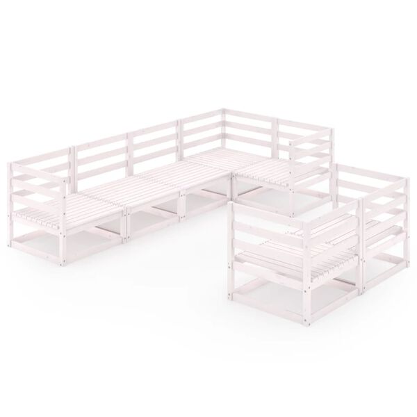 vidaXL 7 Piece Garden Lounge Set White Solid Pinewood