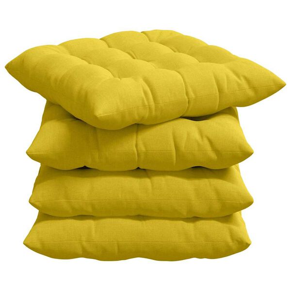 vidaXL Seat Cushions 2 pcs Light Yellow 40 x 40 x 6 cm Fabric