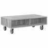 vidaXL Side Table with Wheels Grey Sonoma 90 x 50 x 30 cm