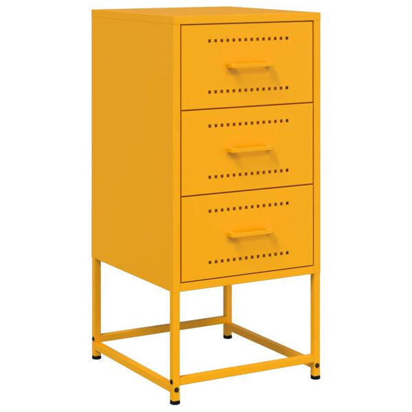 vidaXL Bedside Cabinet Mustard Yellow 36x39x78 cm Steel