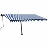 vidaXL Freestanding Manual Retractable Awning 400x350 cm Blue/White