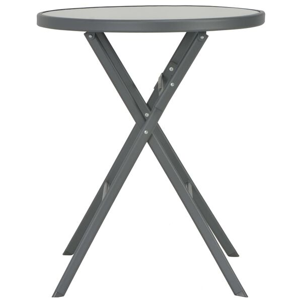 vidaXL Folding Bistro Table Grey 60x70 cm Glass and Steel