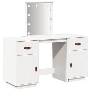 vidaXL Dressing Table Set with LED White Solid Wood Pine