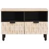 vidaXL TV Cabinet White Wash Finish 70 x 33.5 x 46 cm Solid Mango Wood