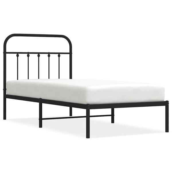 vidaXL Metal Bed Frame without Mattress with Headboard Black 90x200cm
