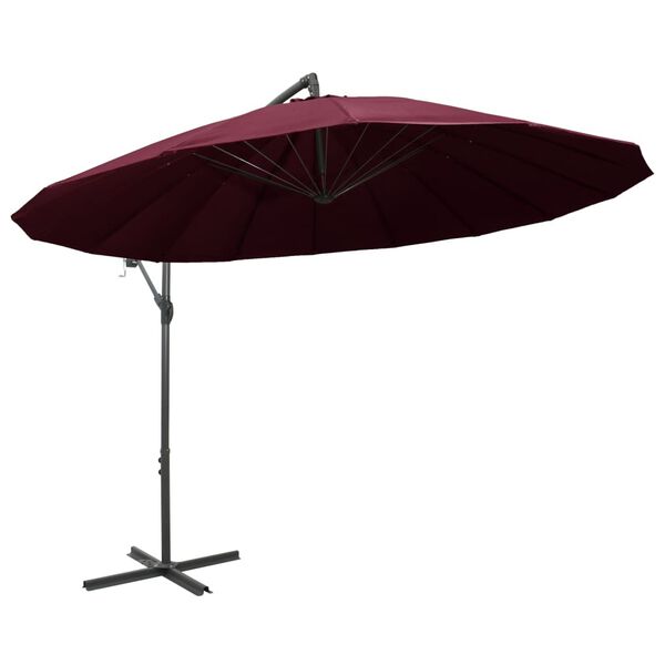 vidaXL Hanging Garden Parasol Burgundy 3 m Aluminium Pole