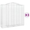 vidaXL Arched Gabion Baskets 3 pcs 200x50x180/200 cm Galvanised Iron