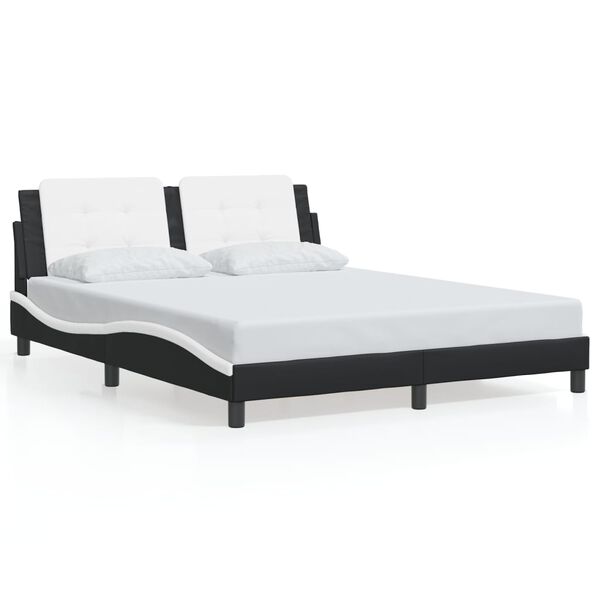 vidaXL Bed Frame without Mattress "Zadar" Black and White 160x200 cm Faux Leather