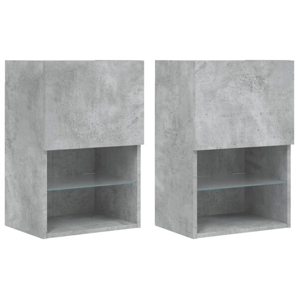 vidaXL TV Cabinets with LED Lights 2 pcs Concrete Grey 40.5x30x60 cm