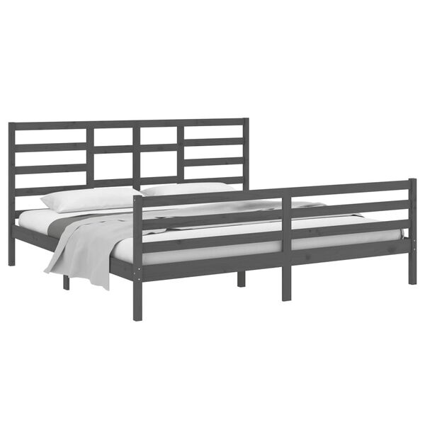 vidaXL Bed Frame without Mattress Grey Solid Wood 200x200 cm