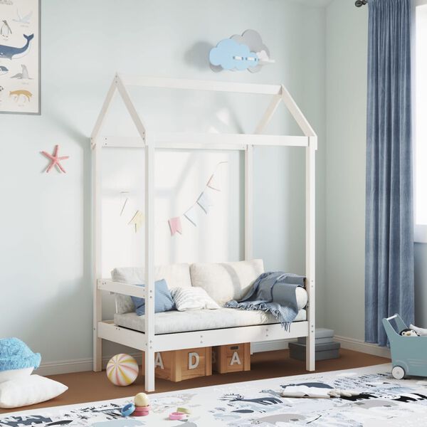 vidaXL Bench with Roof White 117.5x70x176.5 cm Solid Wood Pine