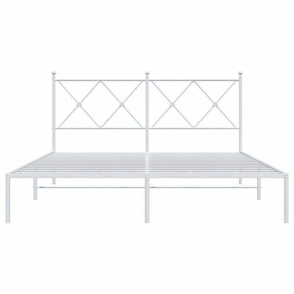 vidaXL Metal Bed Frame without Mattress with Headboard White 160x200cm