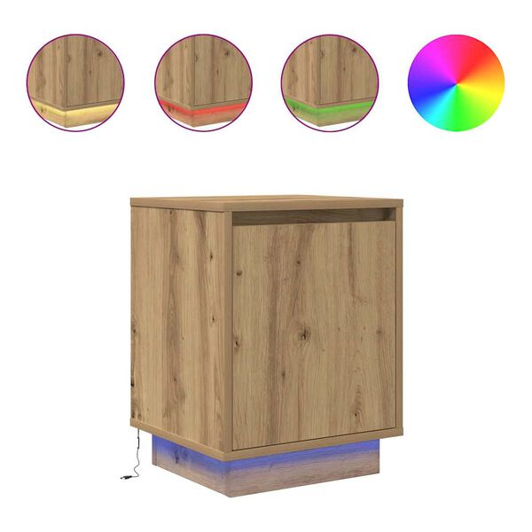 vidaXL Bedside Cabinets with LED Lights&nbsp;2 pcs Artisan Oak 38x34x50 cm