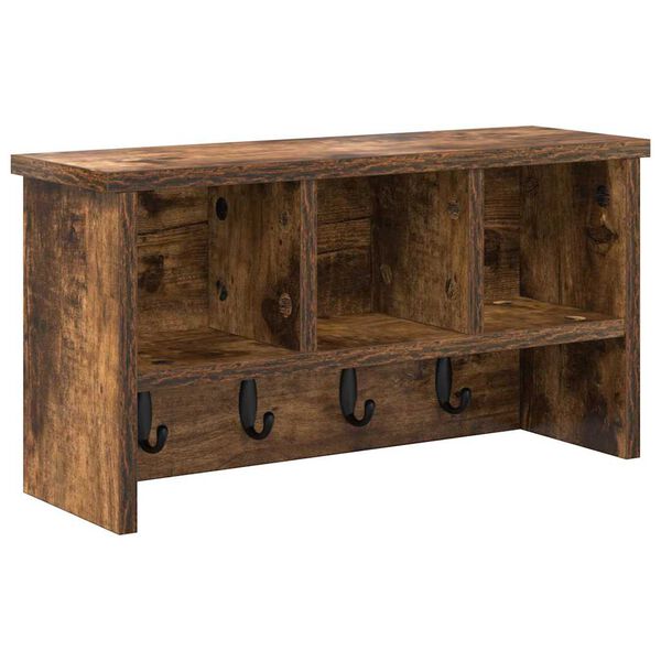 vidaXL Wall-Mounted Coat Rack with Shelf Smoked oak 50 x 16 x 26 cm