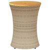 vidaXL Garden Side Table Drum Shape Beige Poly Rattan and Solid Wood