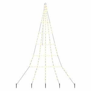 vidaXL LED Christmas Tree with Ground Spikes Warm White 300 cm Metal