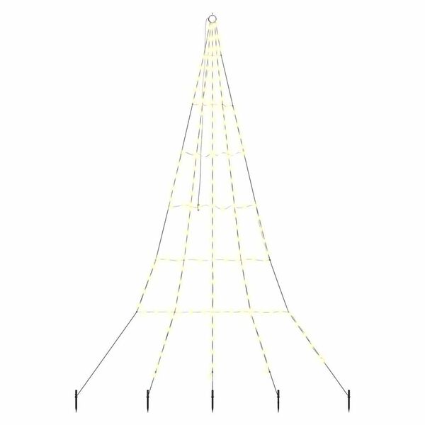 vidaXL LED Christmas Tree with Ground Spikes Warm White 300 cm Metal
