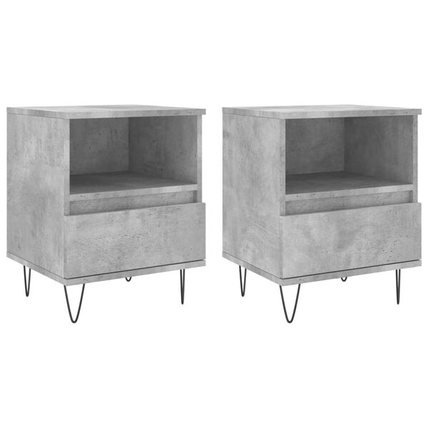 vidaXL Bedside Cabinets 2 pcs Concrete Grey 40x35x50 cm Engineered Wood