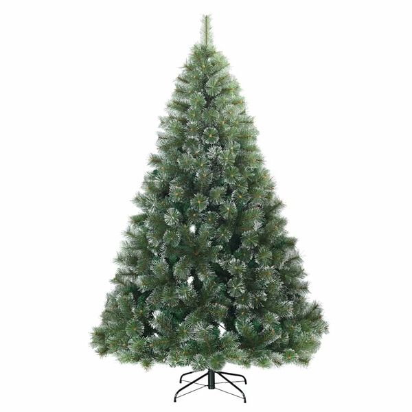 vidaXL Artificial Hinged Christmas Tree Snow Flocked White 210 cm