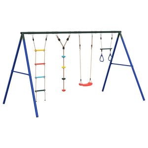 vidaXL Outdoor Swing Set with Swing. Trapeze. Ladder. Disc Swing