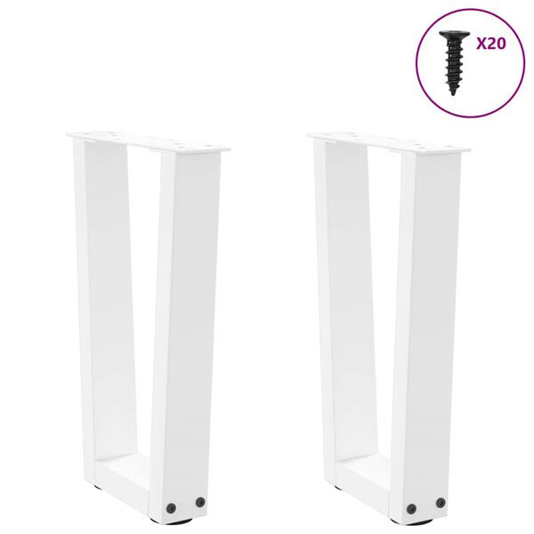 vidaXL Coffee Table Legs V-Shape 2 pcs White 38x(42-43.3) cm Steel