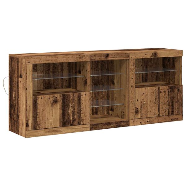 vidaXL LED Sideboard Old Wood 162 x 37 x 67 cm Engineered Wood