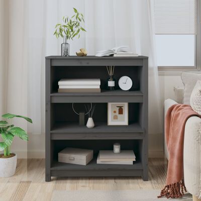 vidaXL Book Cabinet Grey 80x35x97 cm Solid Wood Pine