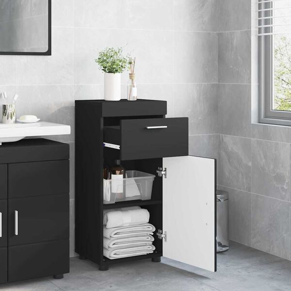 vidaXL Bathroom Cabinet Set with Drawer TULUM Black 37 x 31.5 x 82 cm