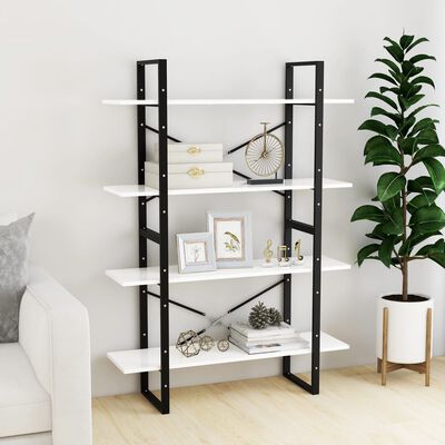 vidaXL 4-Tier Book Cabinet White 100x30x140 cm Engineered Wood