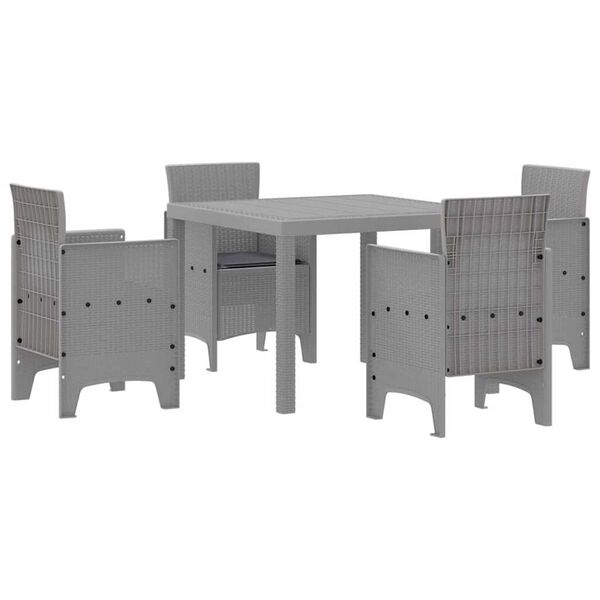 vidaXL Garden Dining Set 5 pcs Light Grey Polt rattan