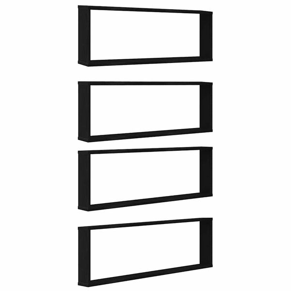 vidaXL Wall Cube Shelves 4 pcs Black Oak 100x15x30 cm Engineered Wood