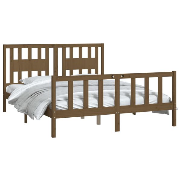 vidaXL Bed Frame without Mattress Brown Solid Wood Pine King Size