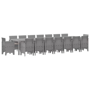 vidaXL Garden Dining Set with Cushions 17 pcs Light Grey PP